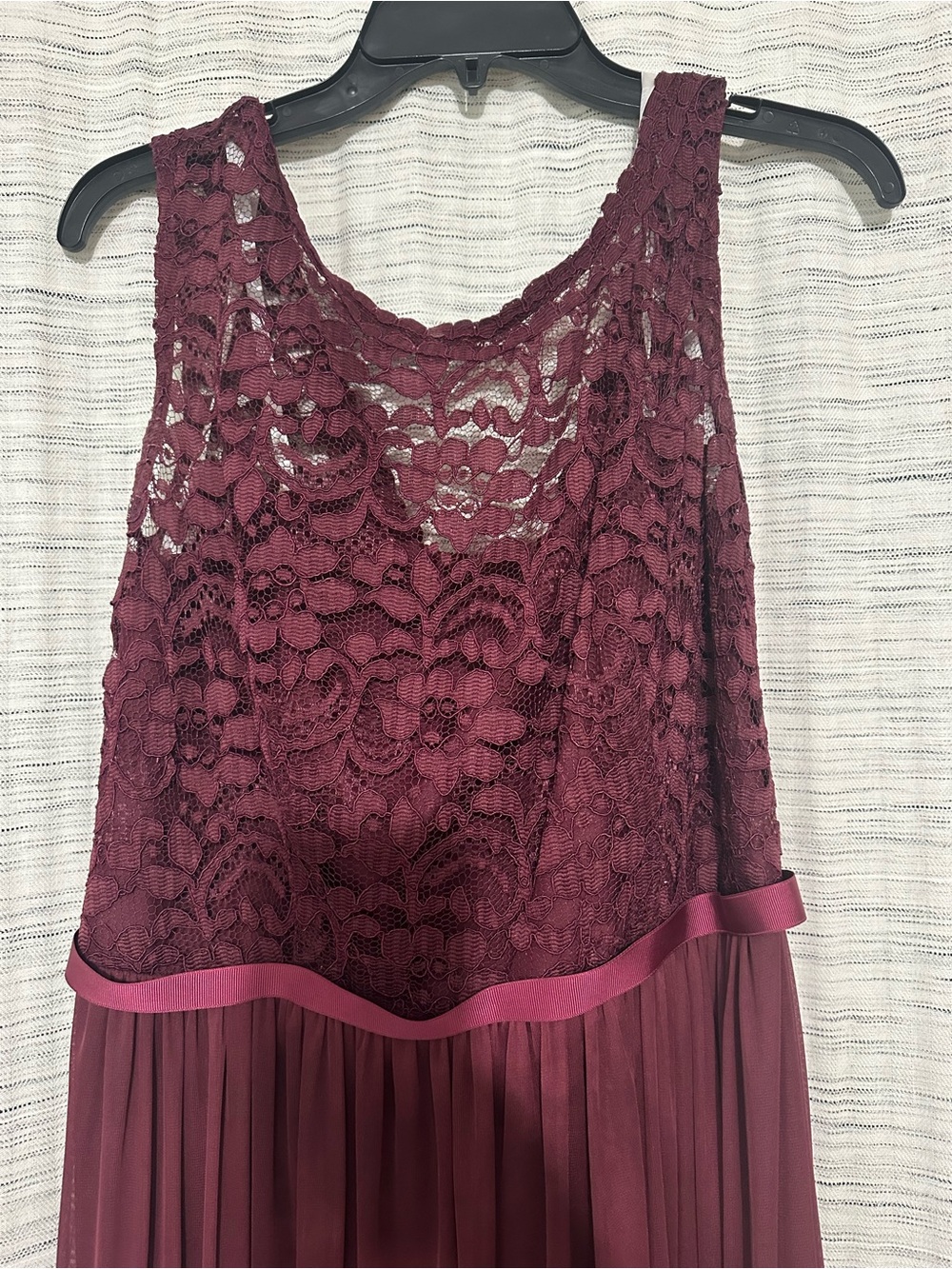 David's Bridal Sleeveless Lace Bodice Maxi Dress in Wine - Picture 2 of 6